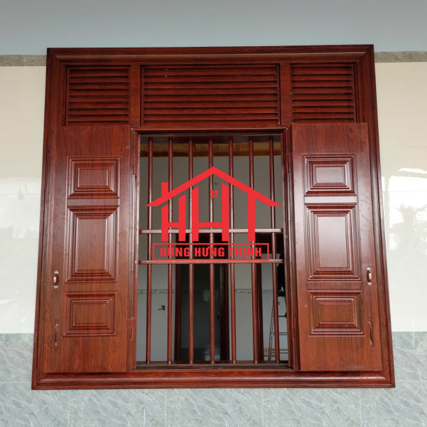 Cửa sổ 4 cánh thép vân gỗ nhập khẩu cao cấp Đắk Nông